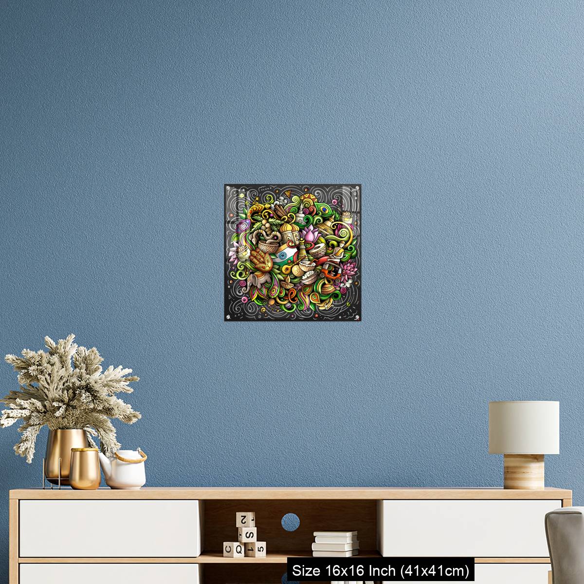 OMGs Acrylic Wall Decor – India hand drawn cartoon doodles - Image 24