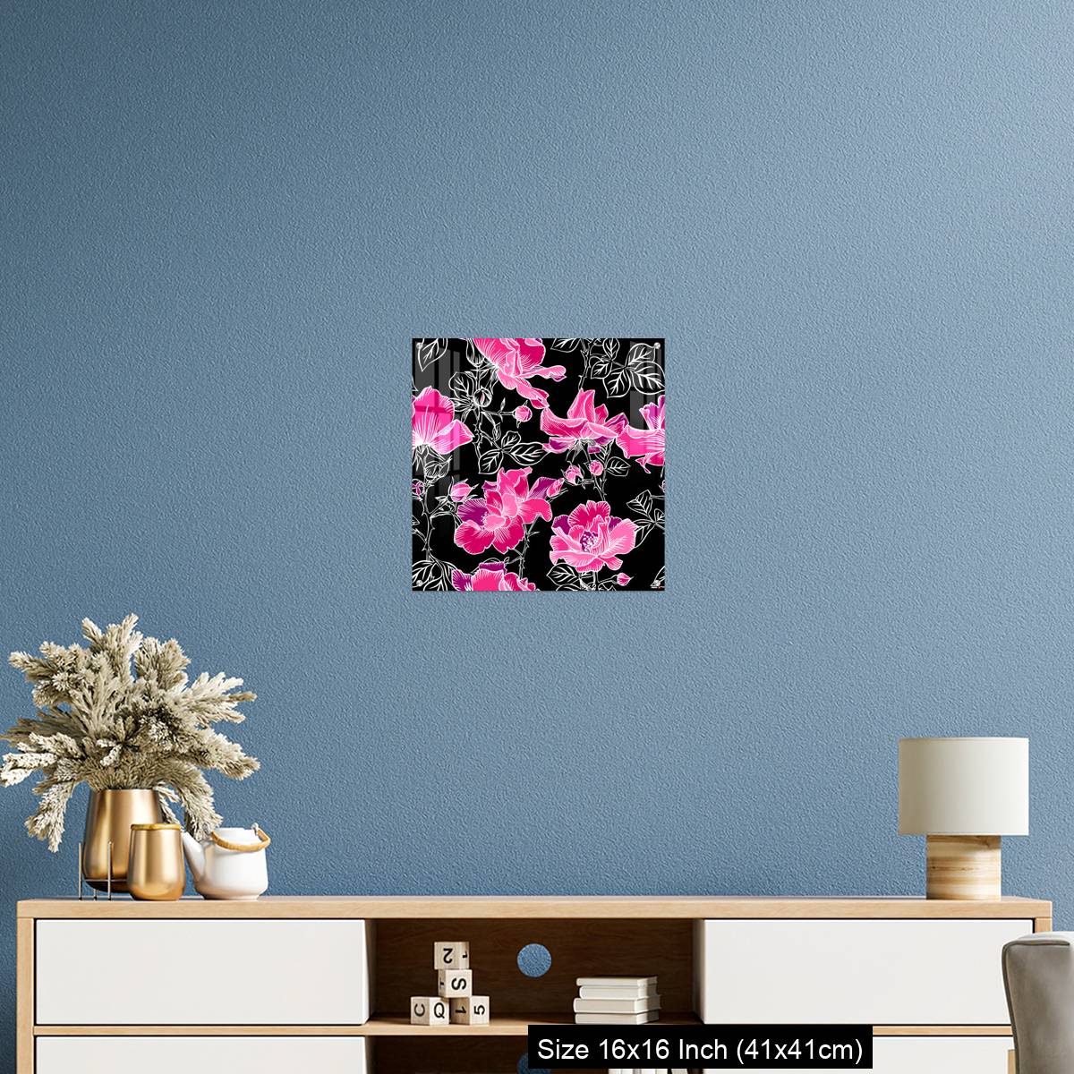 OMGs Acrylic Wall Decor – Seamless pattern with blossom red large roses petals buds and leaves. - Image 24