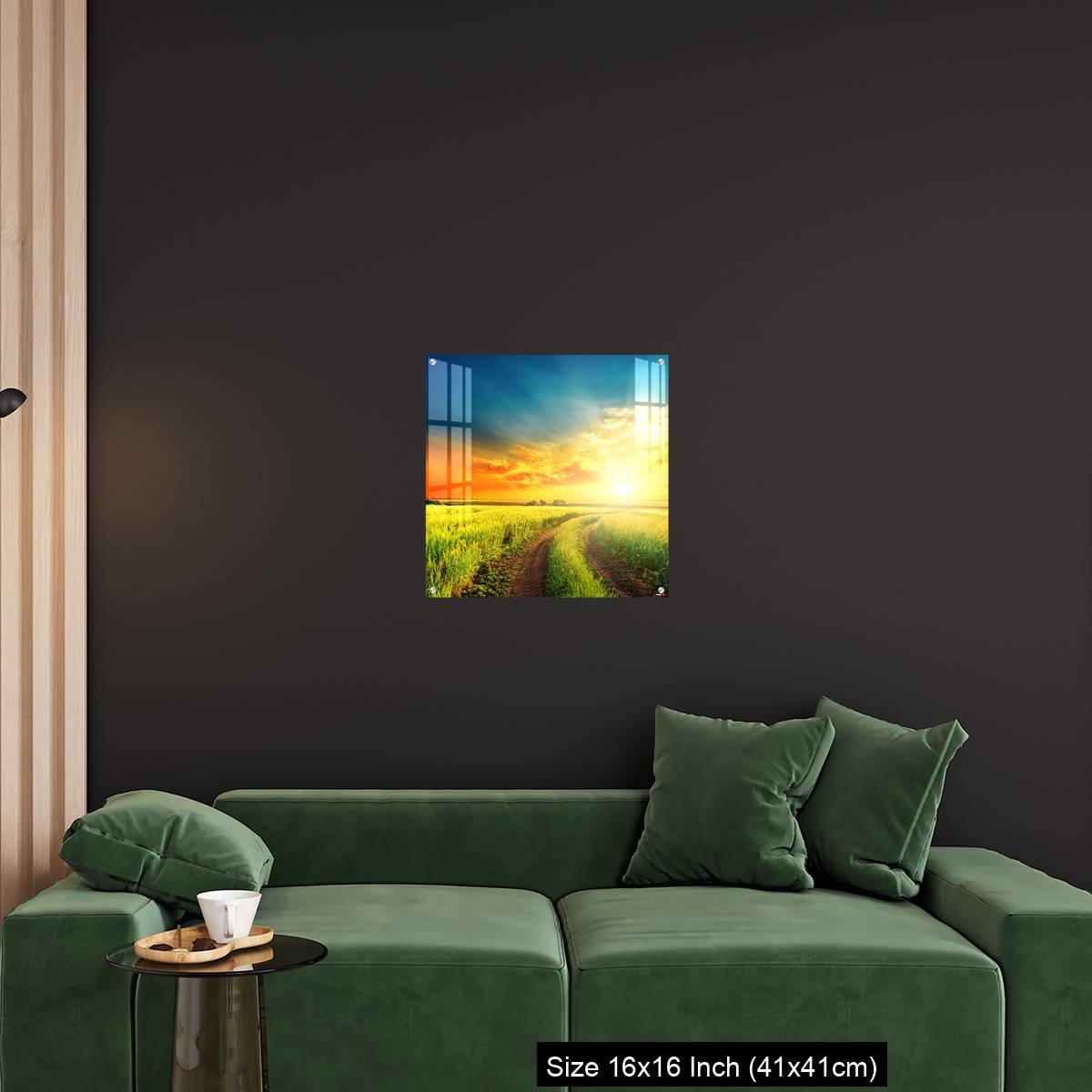 OMGs Acrylic Wall Decor – good sunset and road in green fields - Image 25