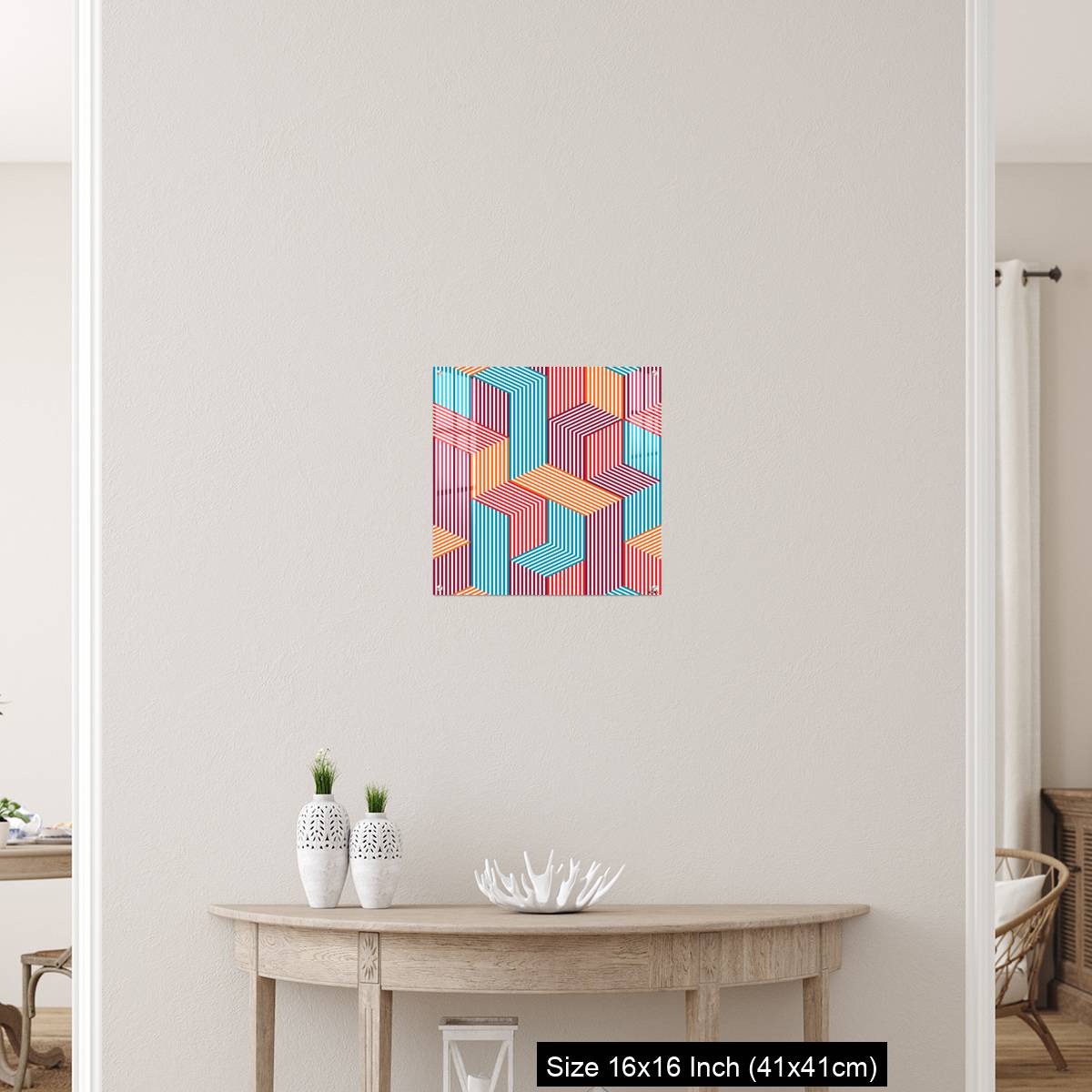 OMGs Acrylic Wall Decor – 3D dimensional lined cubes seamless pattern, geometric endless texture with lines and boxes - Image 26