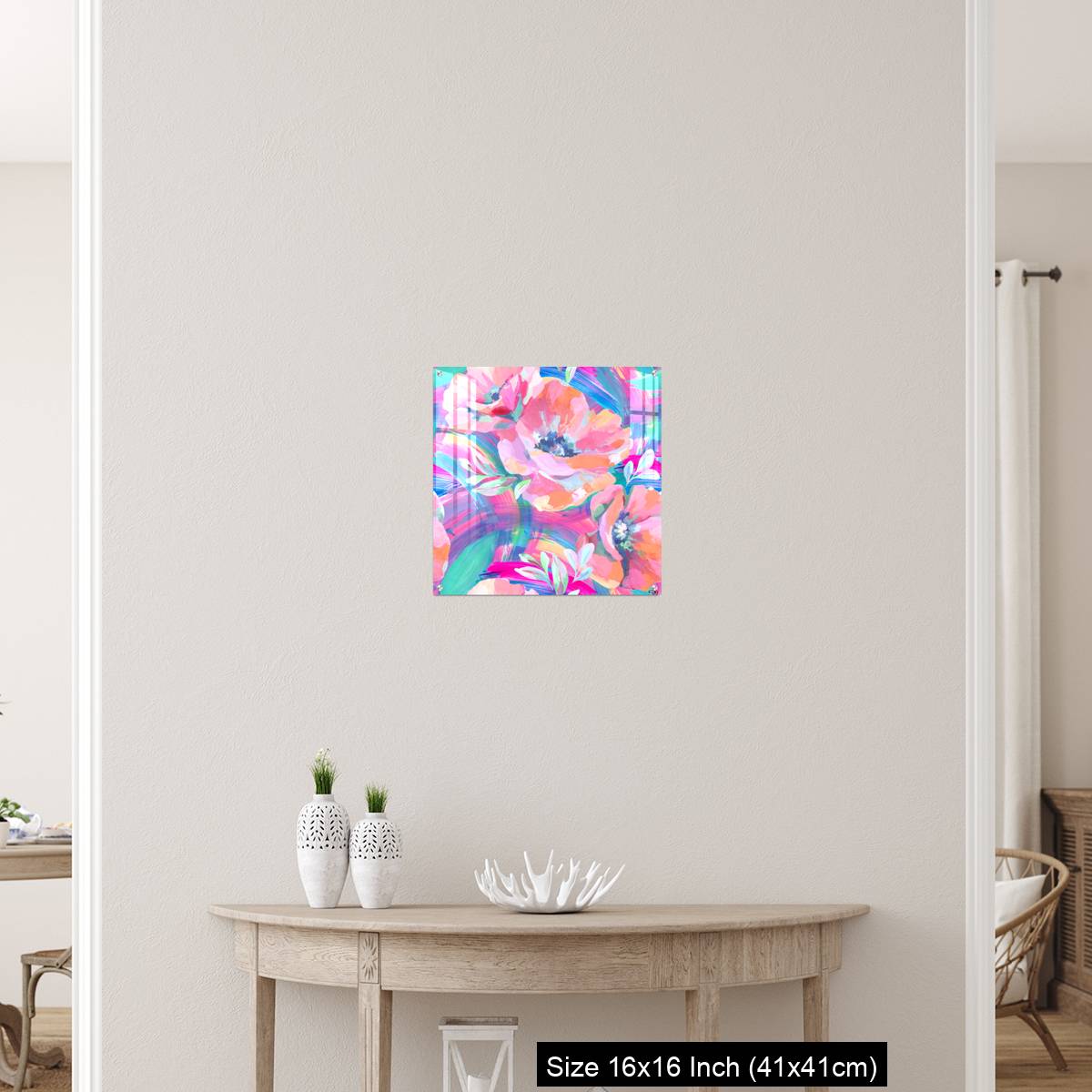 OMGs Acrylic Wall Decor – Acrylic flowers, leaves, paint smears seamless pattern. - Image 26