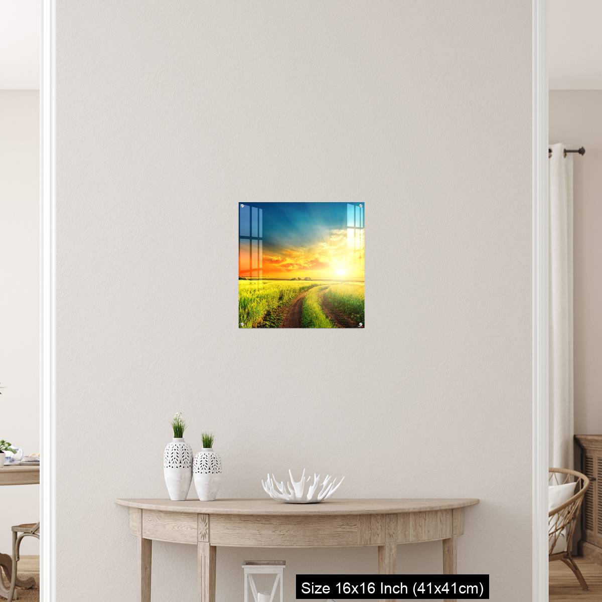 OMGs Acrylic Wall Decor – good sunset and road in green fields - Image 26