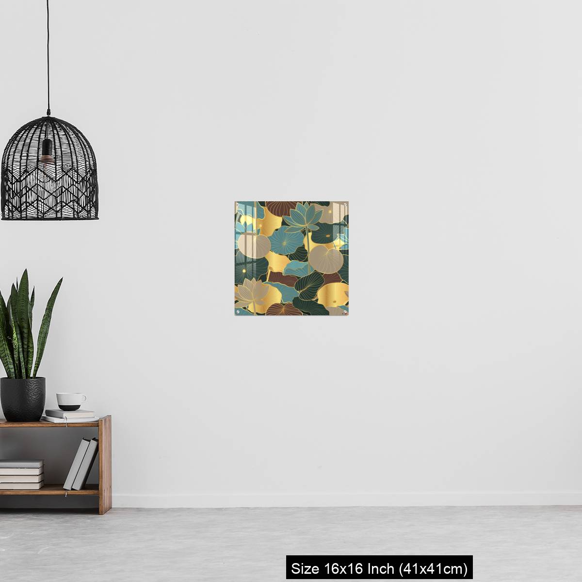 OMGs Acrylic Wall Decor – Seamless vector pattern with golden lotus leaves and flowers. - Image 27