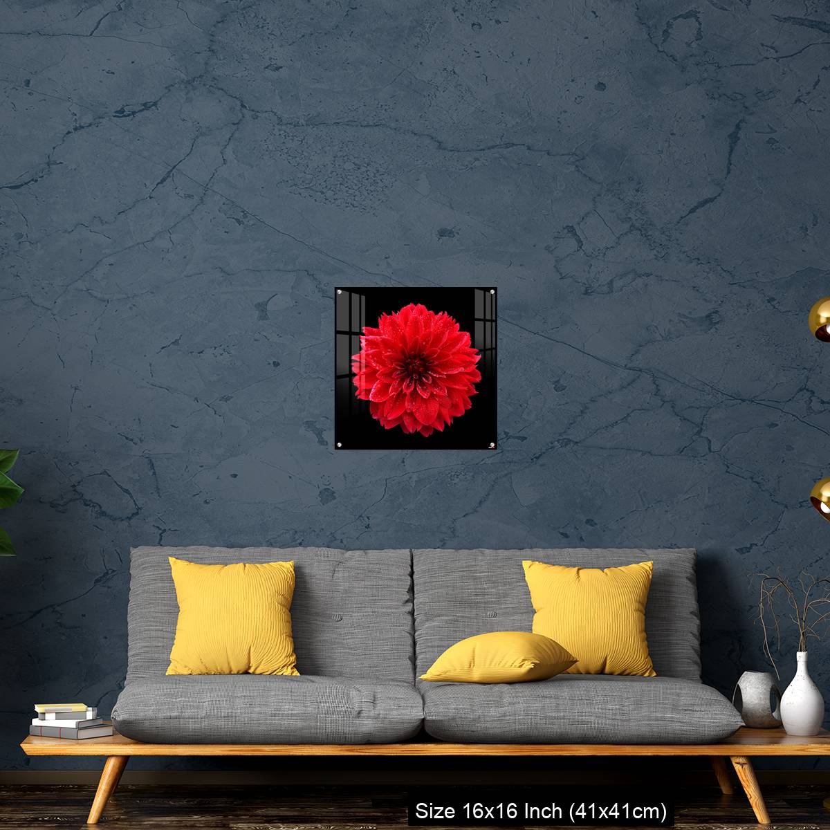 OMGs Acrylic Wall Decor – Red dahlia,like a ball of fire,on black background - Image 28