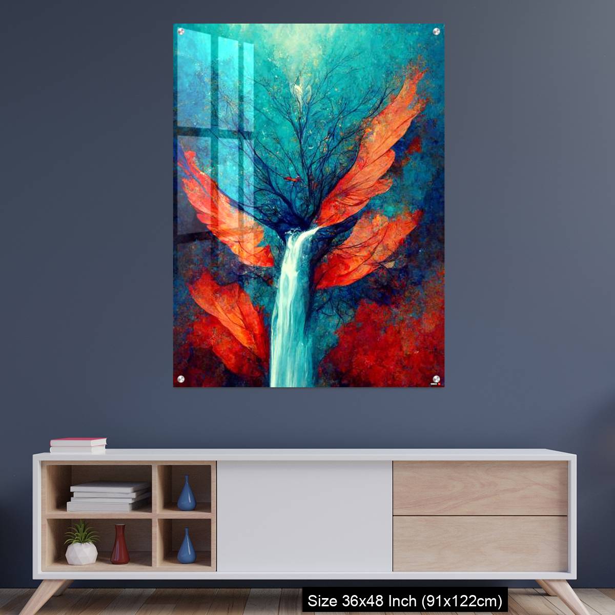 OMGs Acrylic Wall Decor – Abstract illustration of a waterfall stream from the tree