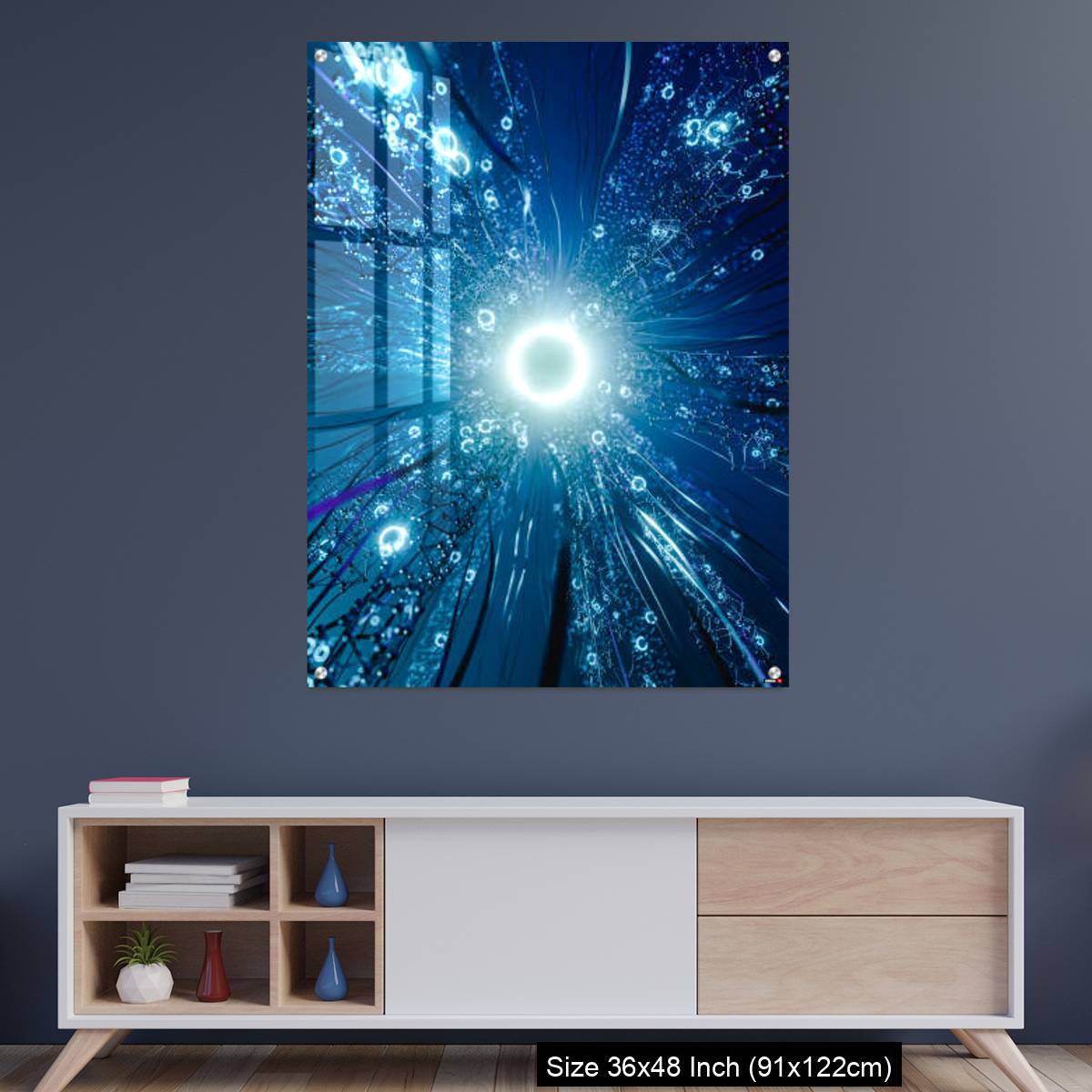 OMGs Acrylic Wall Decor – Virtual network with glowing center.