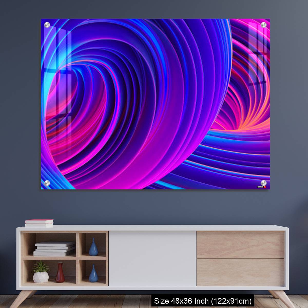 OMGs Acrylic Wall Decor – 3D Abstract fluid background with holographic liquid shapes in motion