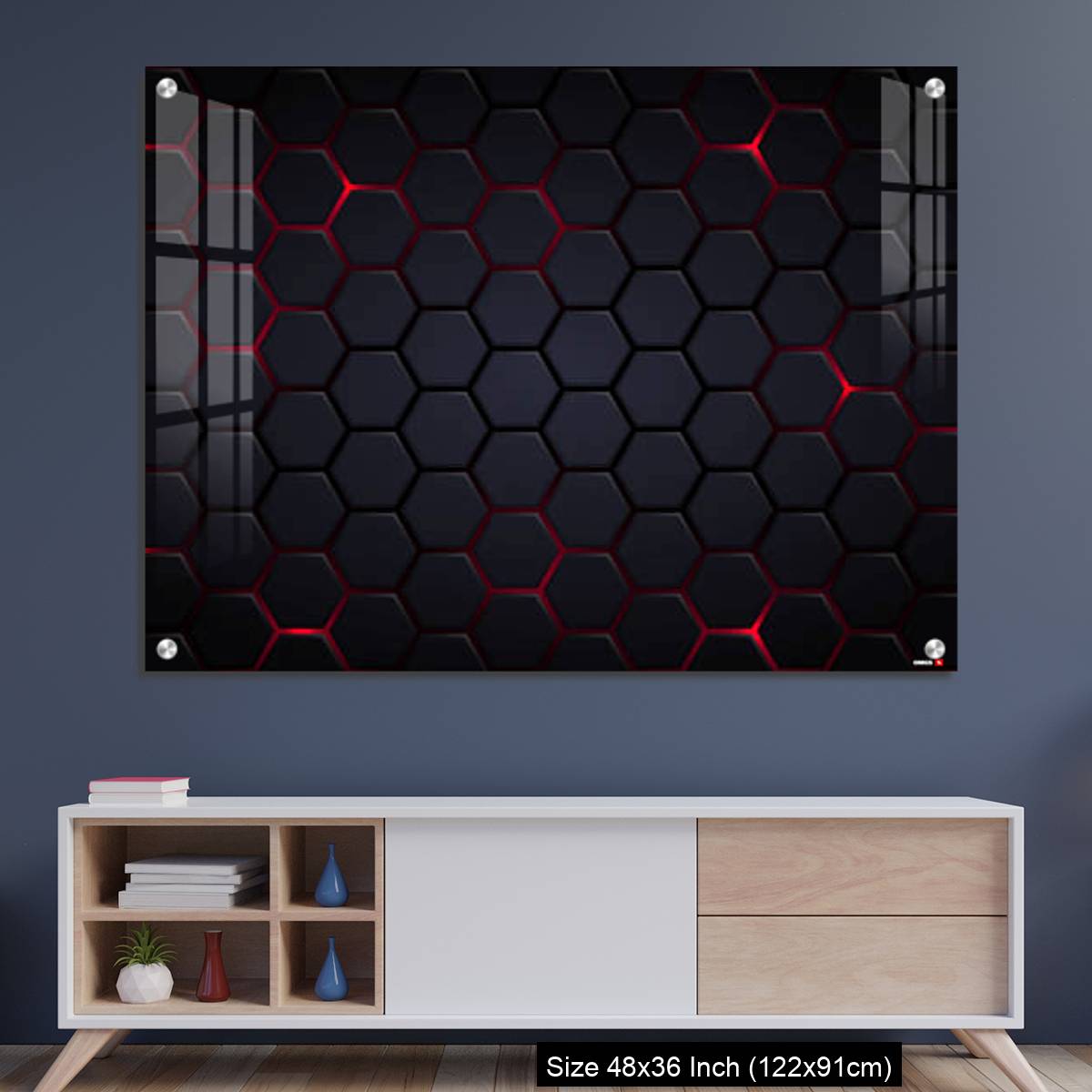 OMGs Acrylic Wall Decor – Abstract Futuristic background with hexagons .