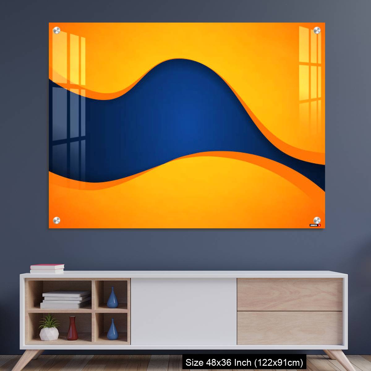 OMGs Acrylic Wall Decor – Abstract blue and orange wave vector background