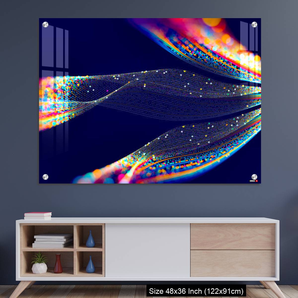 OMGs Acrylic Wall Decor – Abstract technological background in vibrant colors with blur.