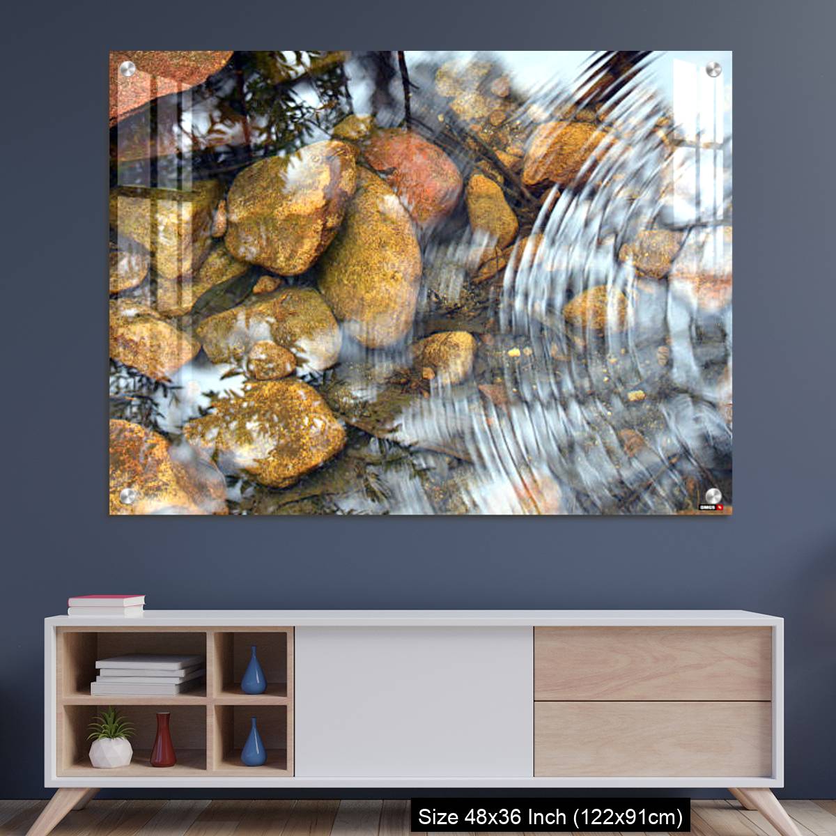 OMGs Acrylic Wall DecorRipples and reflections in a pebbly pond