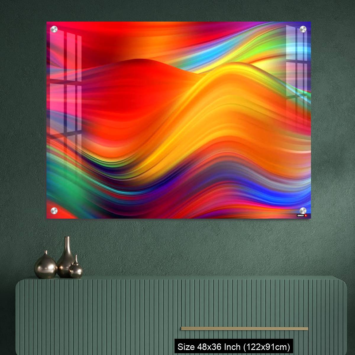 OMGs Acrylic Wall Decor – Modern colorful flow poster. Wave Liquid shape color background. - Image 2