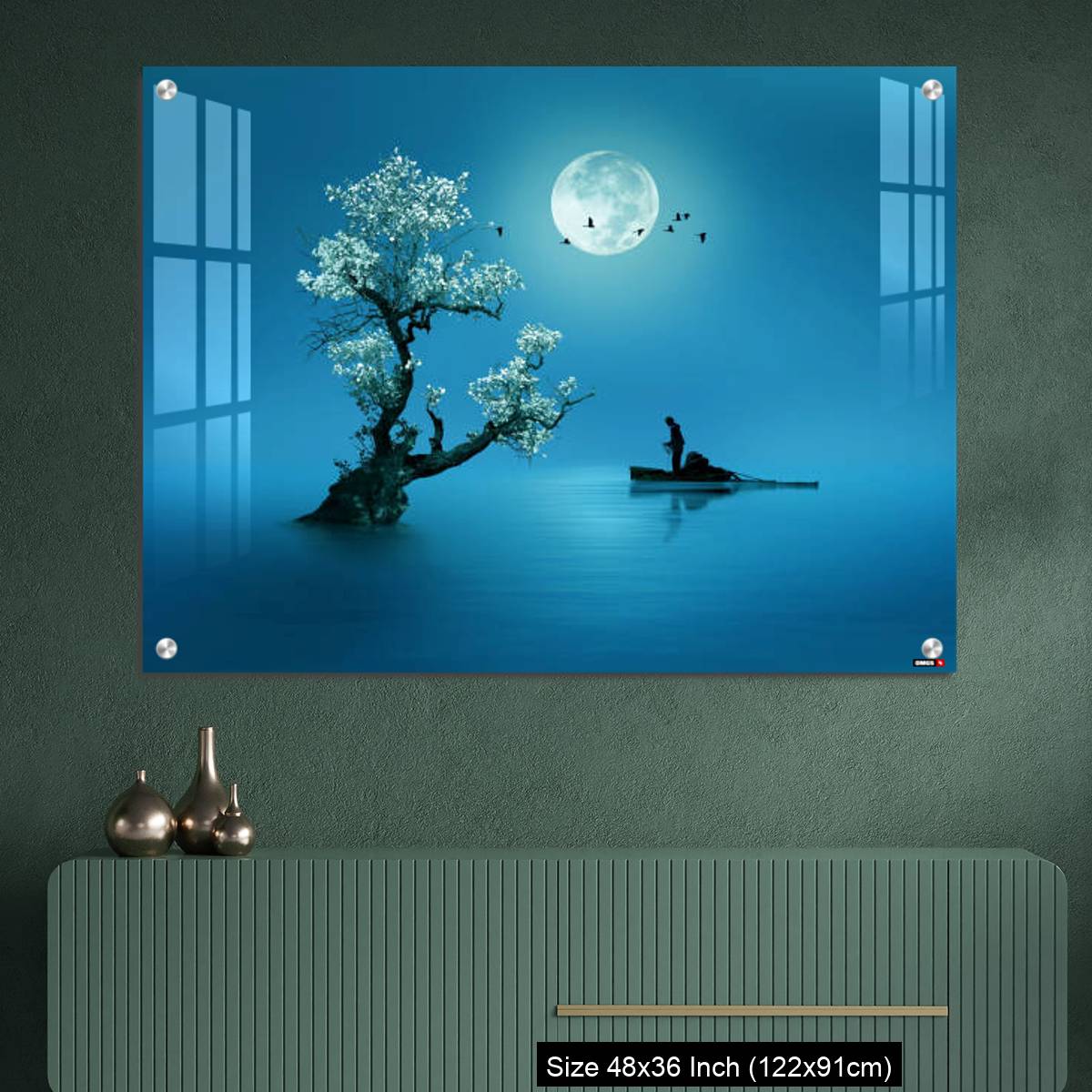 OMGs Acrylic Wall Decor – Moon shines beautifully on the dream country lighting up the fisherman - Image 2