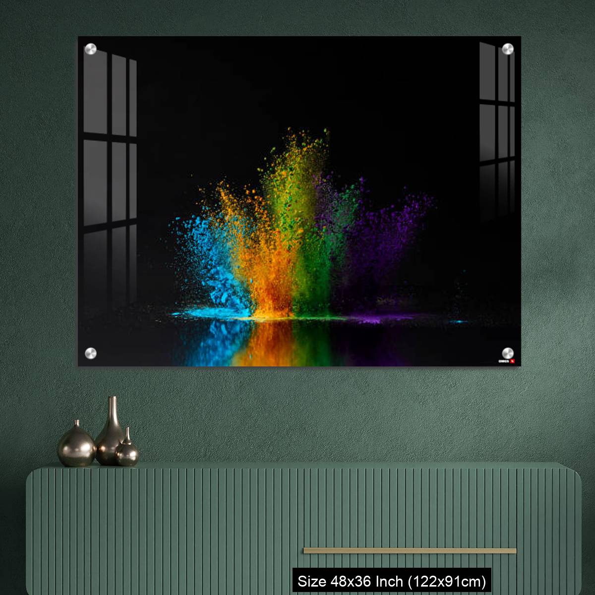 OMGs Acrylic Wall Decor – colorful holi powder explosion on black - Image 2