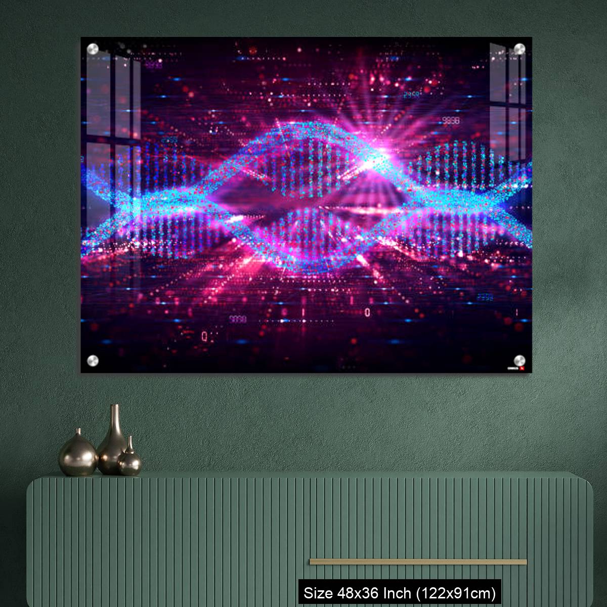 OMGs Acrylic Wall Decor – mRNA Technology - Messenger RNA - Two Strands of mRNA on Abstract Technology Background - Image 2