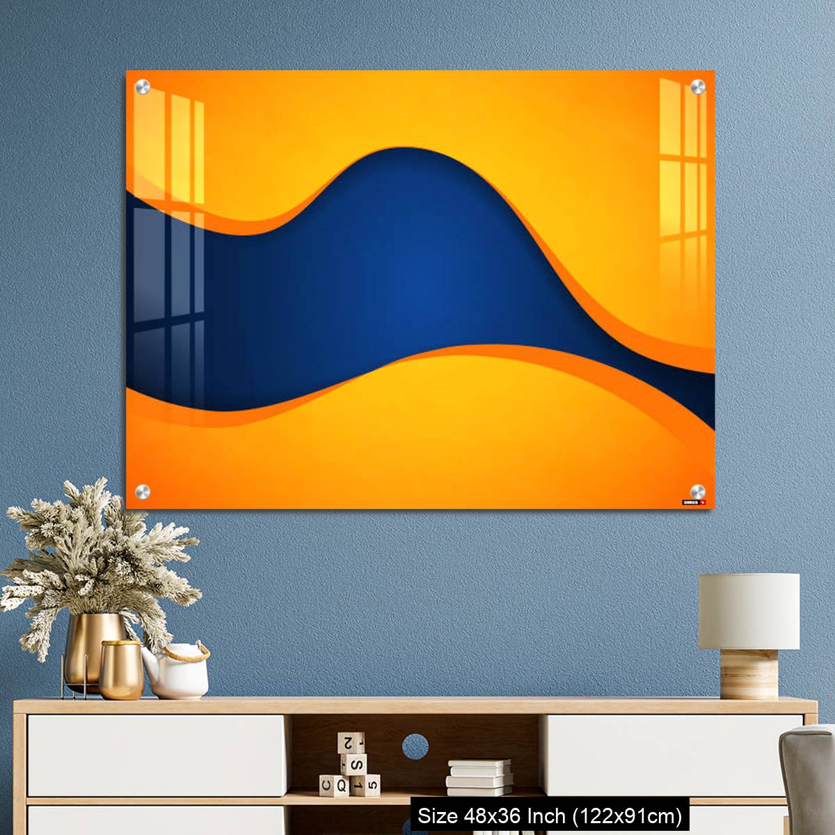 OMGs Acrylic Wall Decor – Abstract blue and orange wave vector background - Image 3