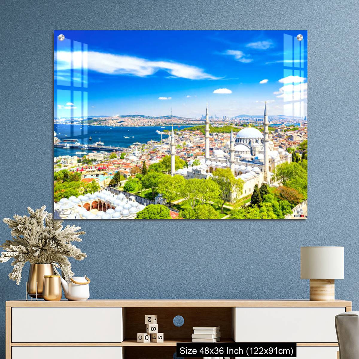 OMGs Acrylic Wall Decor – Aerial drone view of the Suleymaniye Mosque, huge Ottoman imperial mosque in Istanbul, Turkey. - Image 3