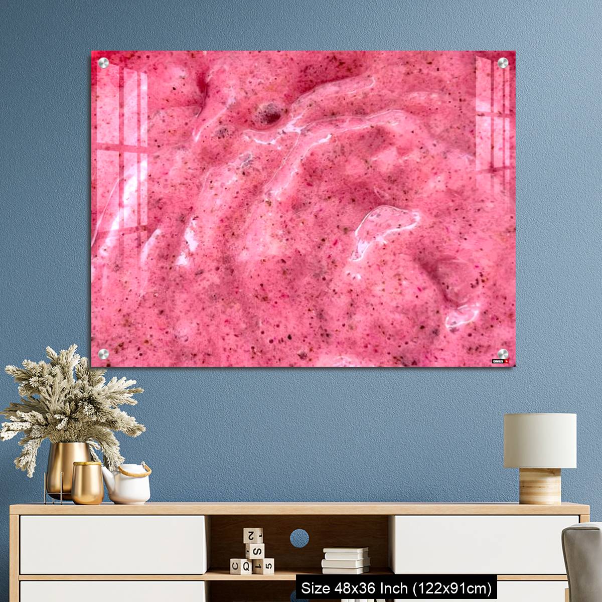 OMGs Acrylic Wall Decor – Close up Blueberry Yogurt Smoothie isolated background - Image 3