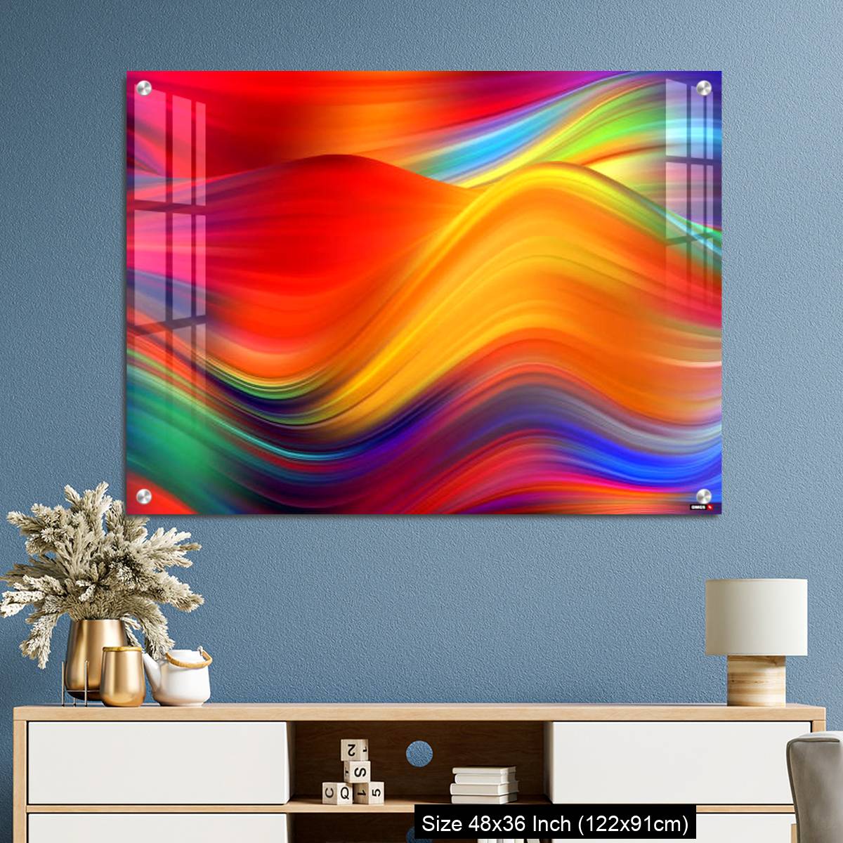 OMGs Acrylic Wall Decor – Modern colorful flow poster. Wave Liquid shape color background. - Image 3