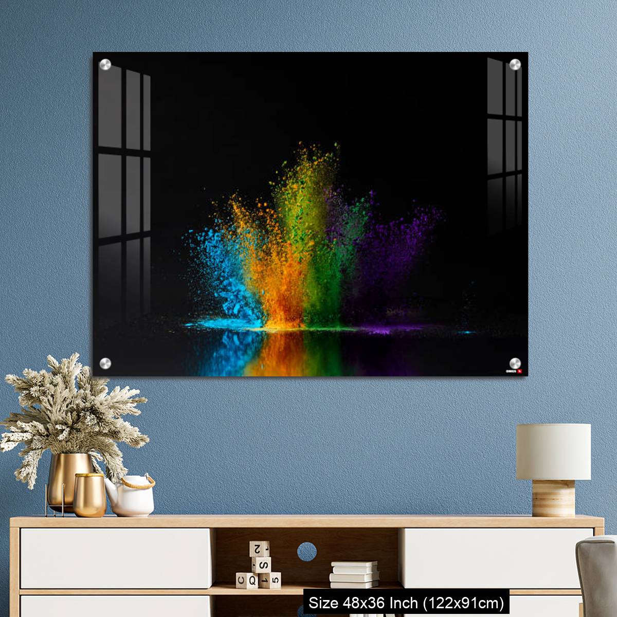 OMGs Acrylic Wall Decor – colorful holi powder explosion on black - Image 3