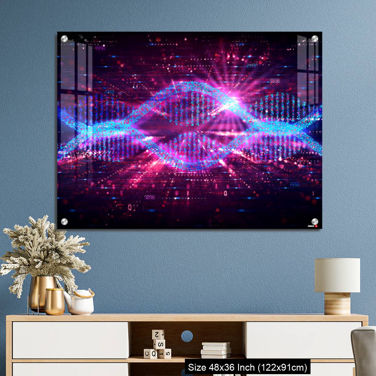 OMGs Acrylic Wall Decor – mRNA Technology - Messenger RNA - Two Strands of mRNA on Abstract Technology Background - Image 3