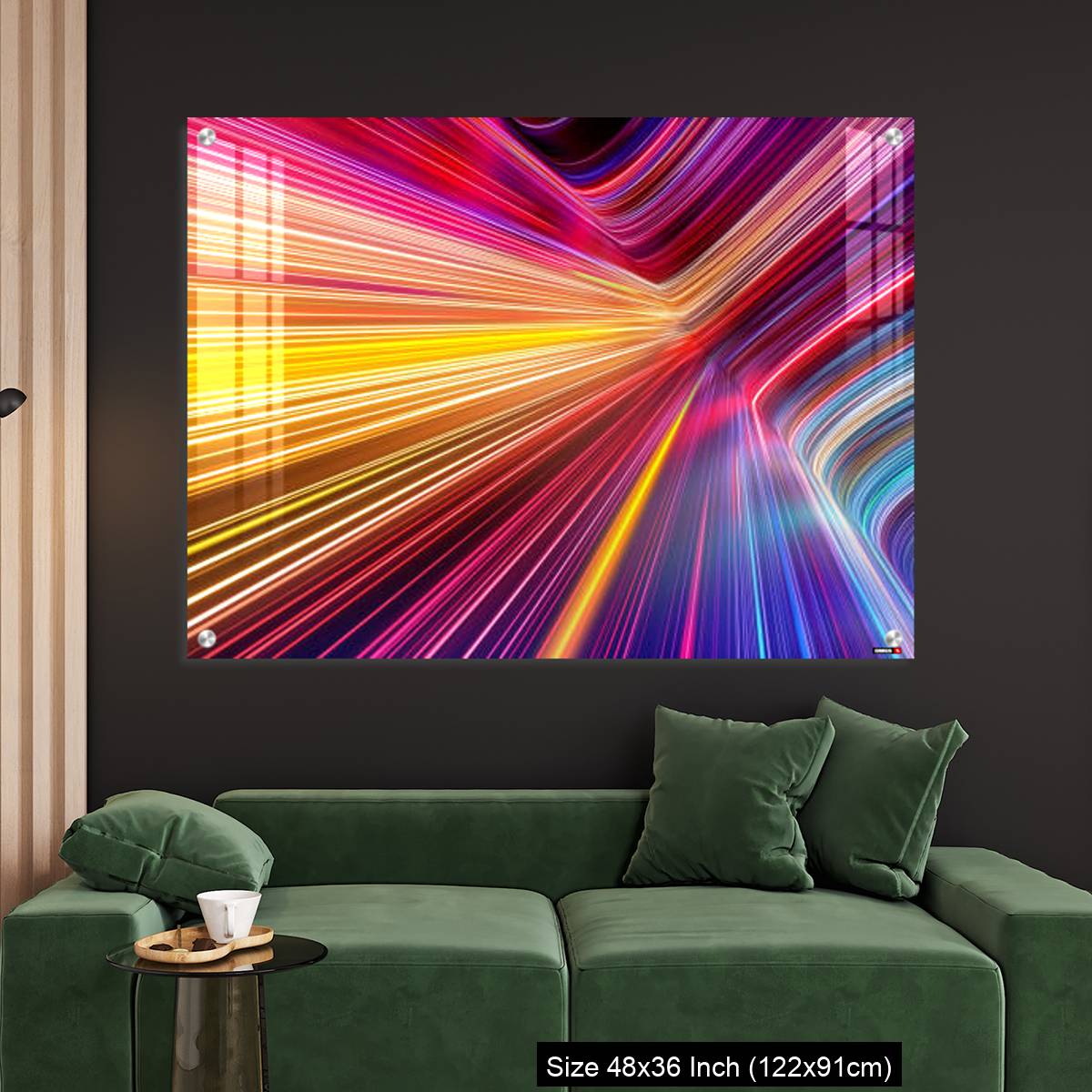 OMGs Acrylic Wall Decor – Bright pink yellow neon rays and glowing lines. - Image 4