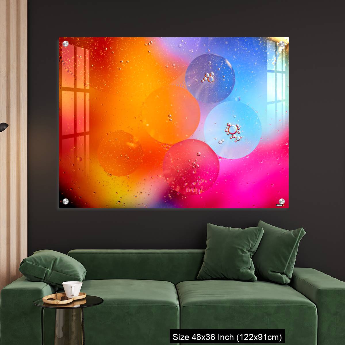 OMGs Acrylic Wall Decor – Beautiful abstract background from mixed water and oil in orange and purple color. - Image 4