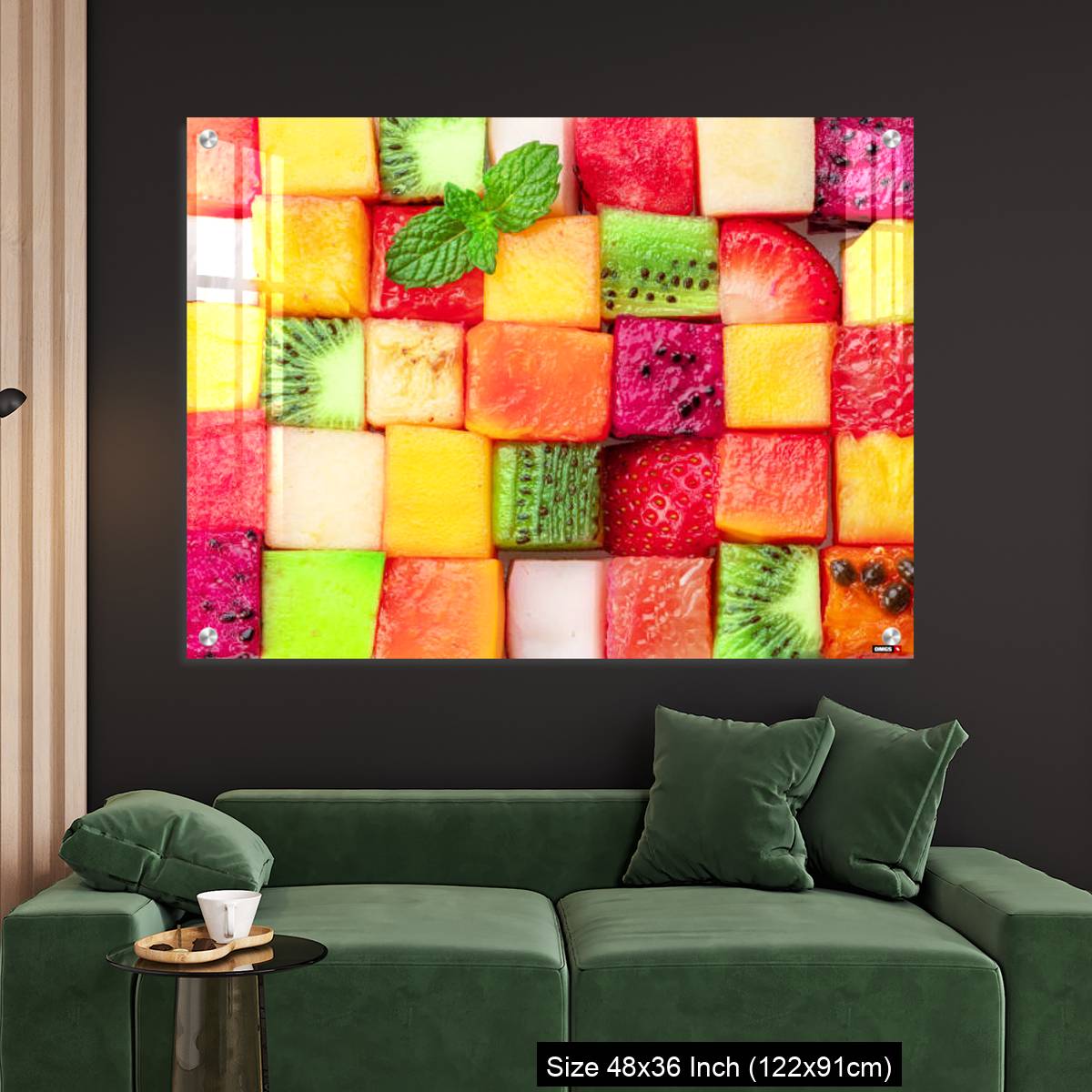 OMGs Acrylic Wall Decor – Fruit puzzle. Colorful food background or pattern arranged of different fruit cubes. - Image 4