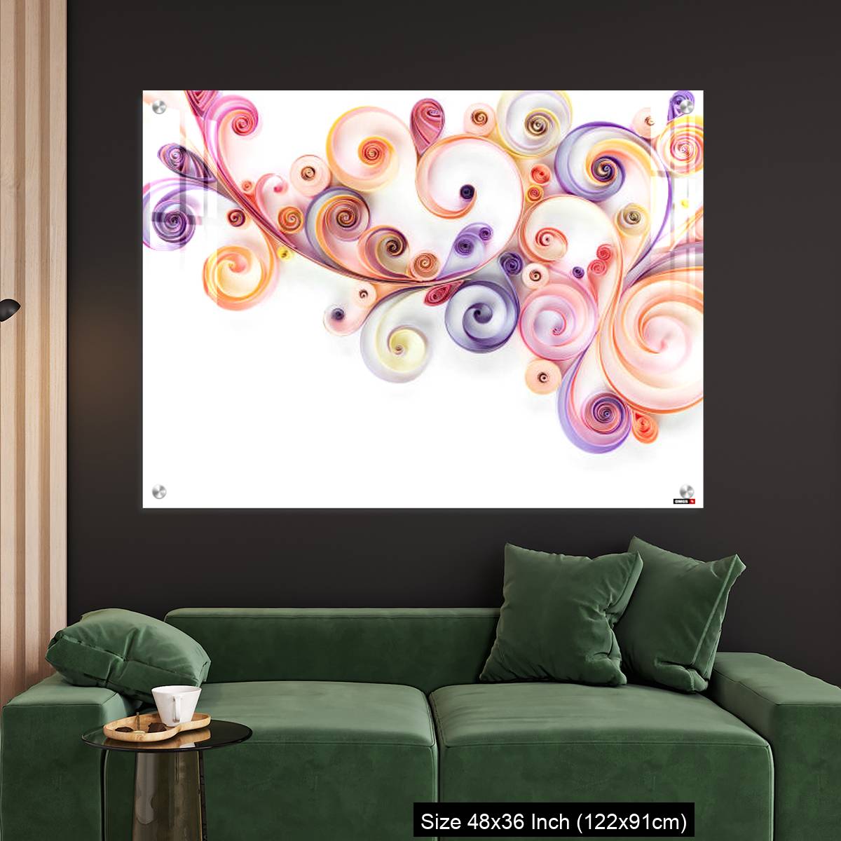 OMGs Acrylic Wall Decor – Quilling paper curls and rolls banner in an abstract  panel with copy space. - Image 4