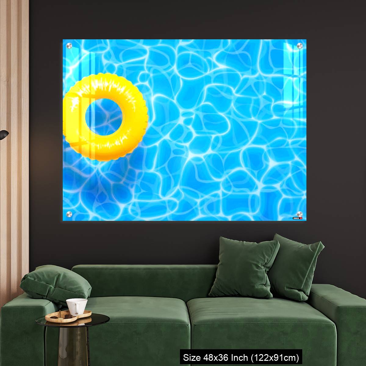 OMGs Acrylic Wall Decor – Water pool summer background with yellow pool float ring. - Image 4