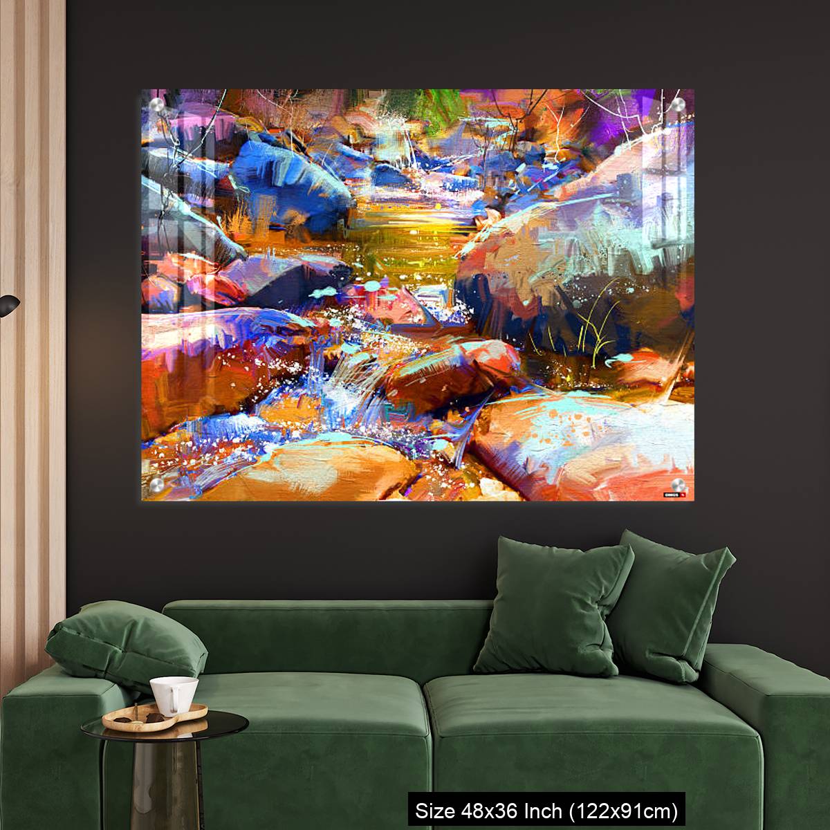 OMGs Acrylic Wall Decor – beautiful waterfall with colorful stones in autumn forest - Image 4