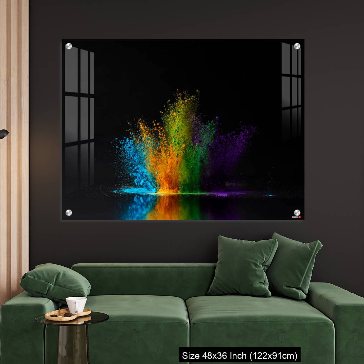 OMGs Acrylic Wall Decor – colorful holi powder explosion on black - Image 4