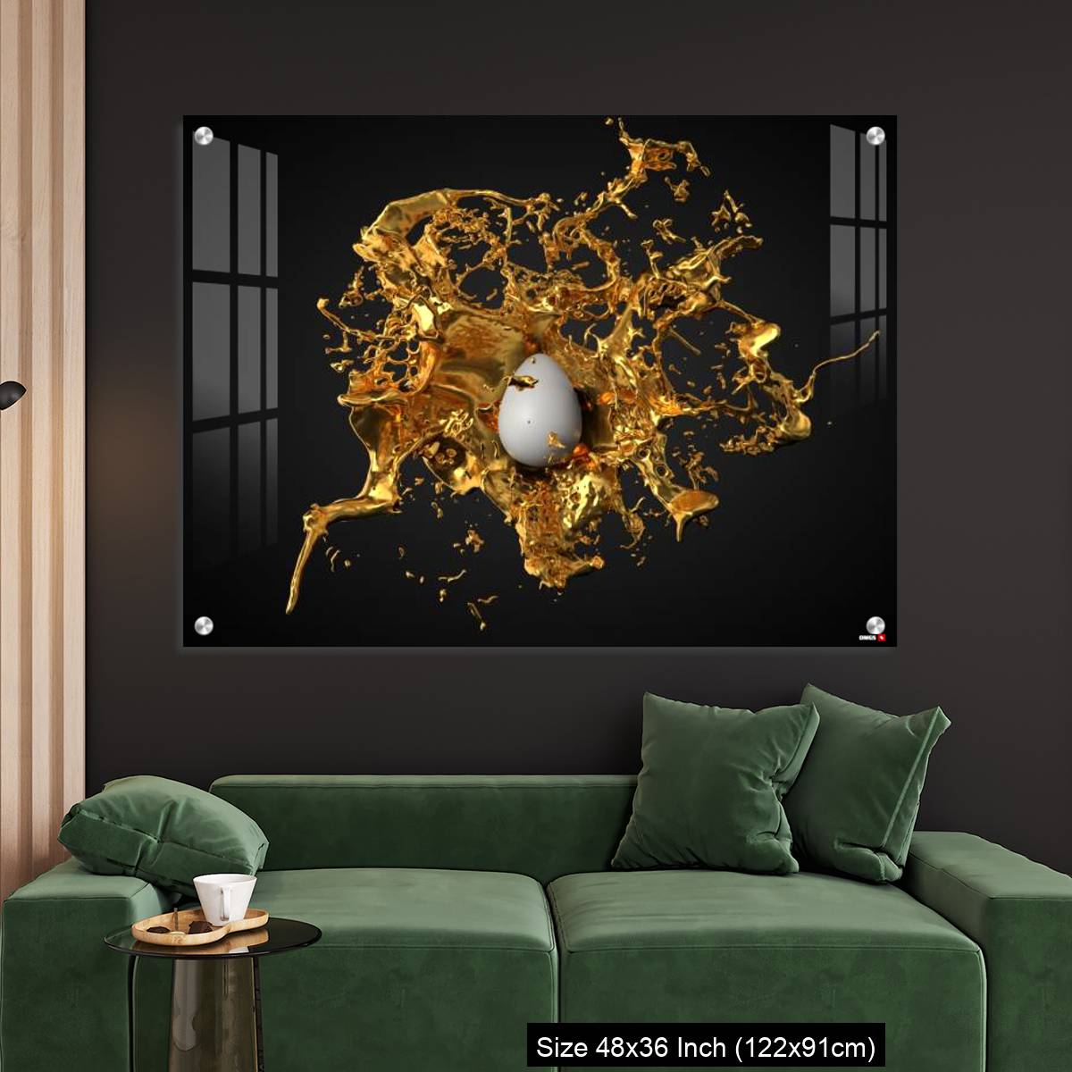 OMGs Acrylic Wall Decor – golden paint splash over a white easter egg. - Image 4