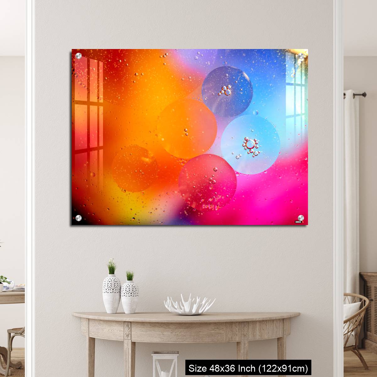 OMGs Acrylic Wall Decor – Beautiful abstract background from mixed water and oil in orange and purple color. - Image 5