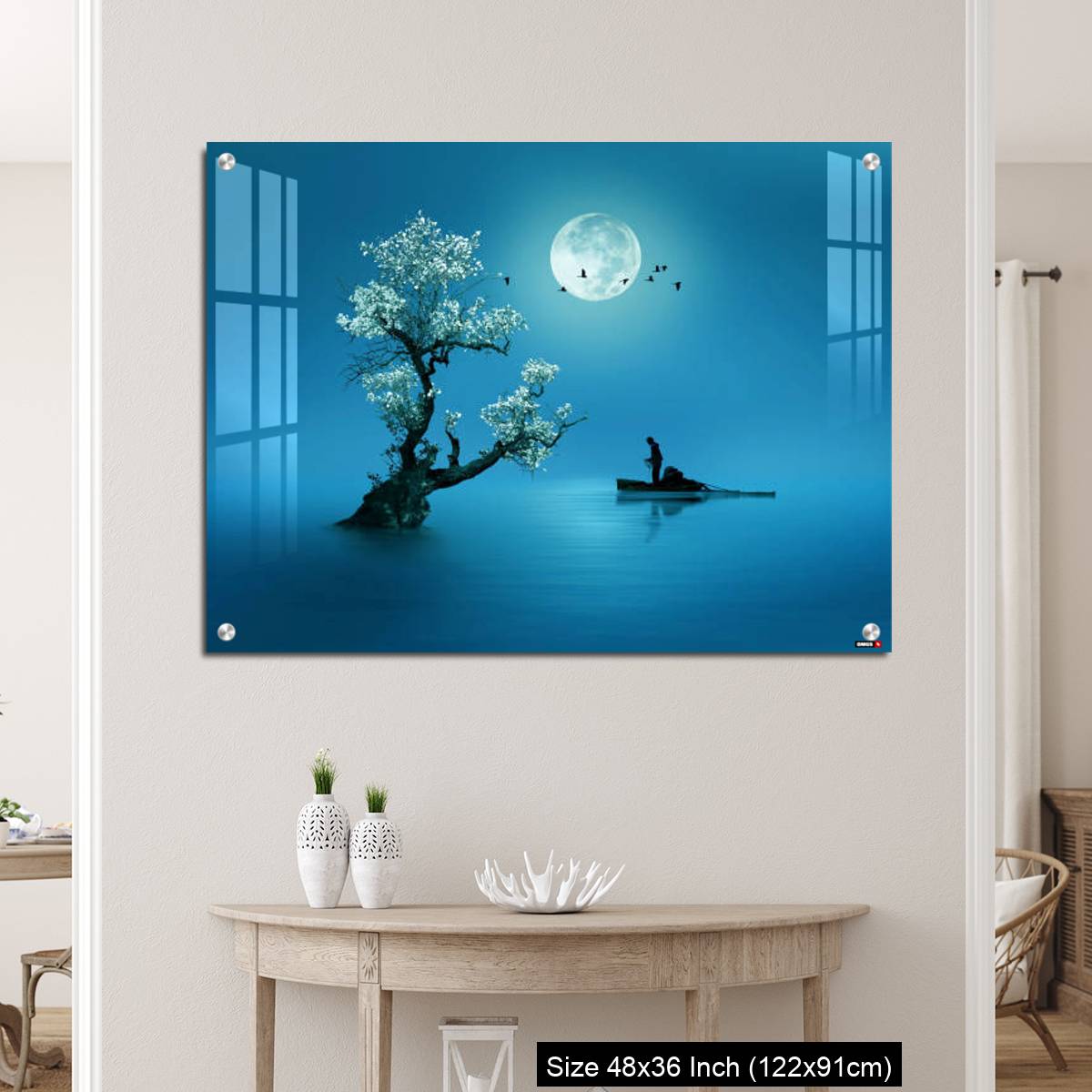 OMGs Acrylic Wall Decor – Moon shines beautifully on the dream country lighting up the fisherman - Image 5