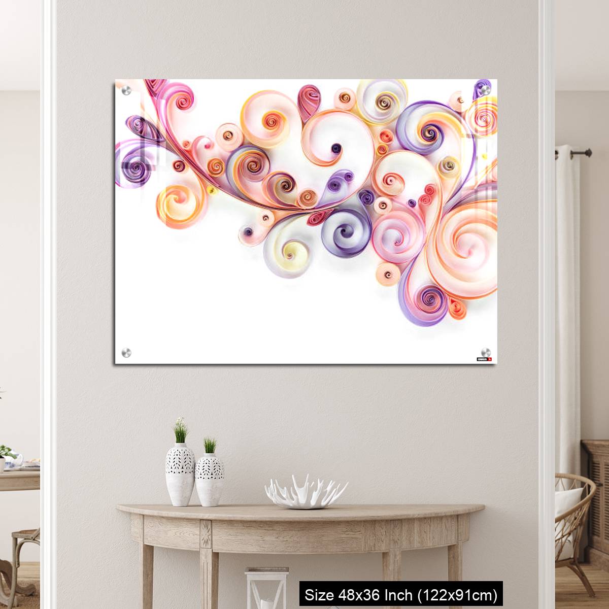 OMGs Acrylic Wall Decor – Quilling paper curls and rolls banner in an abstract  panel with copy space. - Image 5