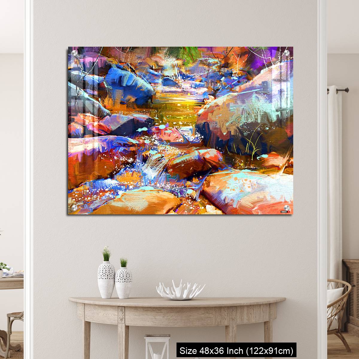 OMGs Acrylic Wall Decor – beautiful waterfall with colorful stones in autumn forest - Image 5