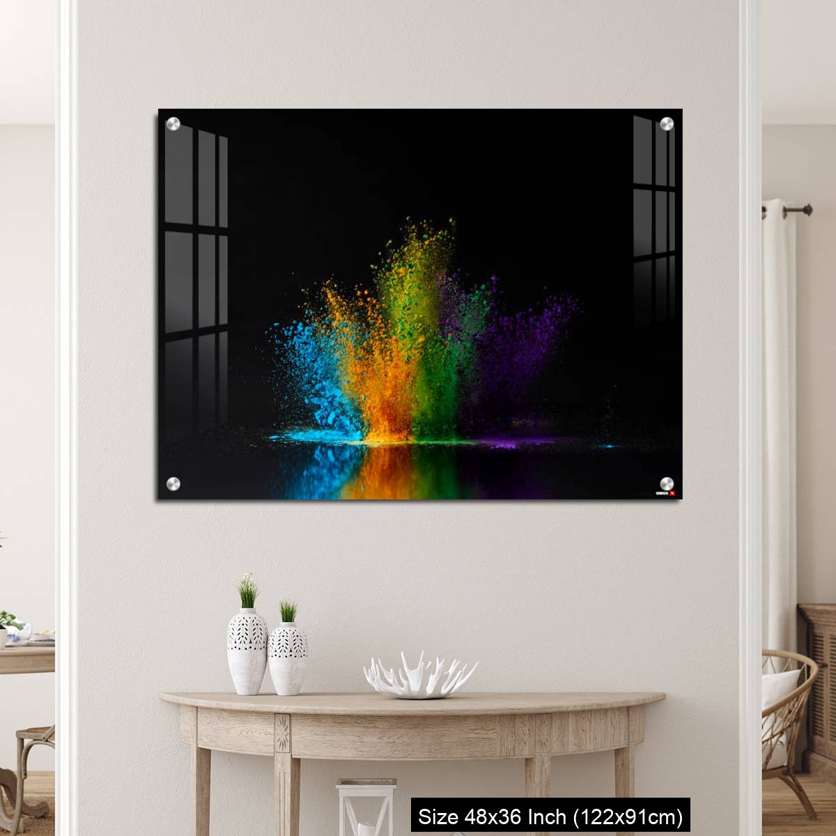 OMGs Acrylic Wall Decor – colorful holi powder explosion on black - Image 5