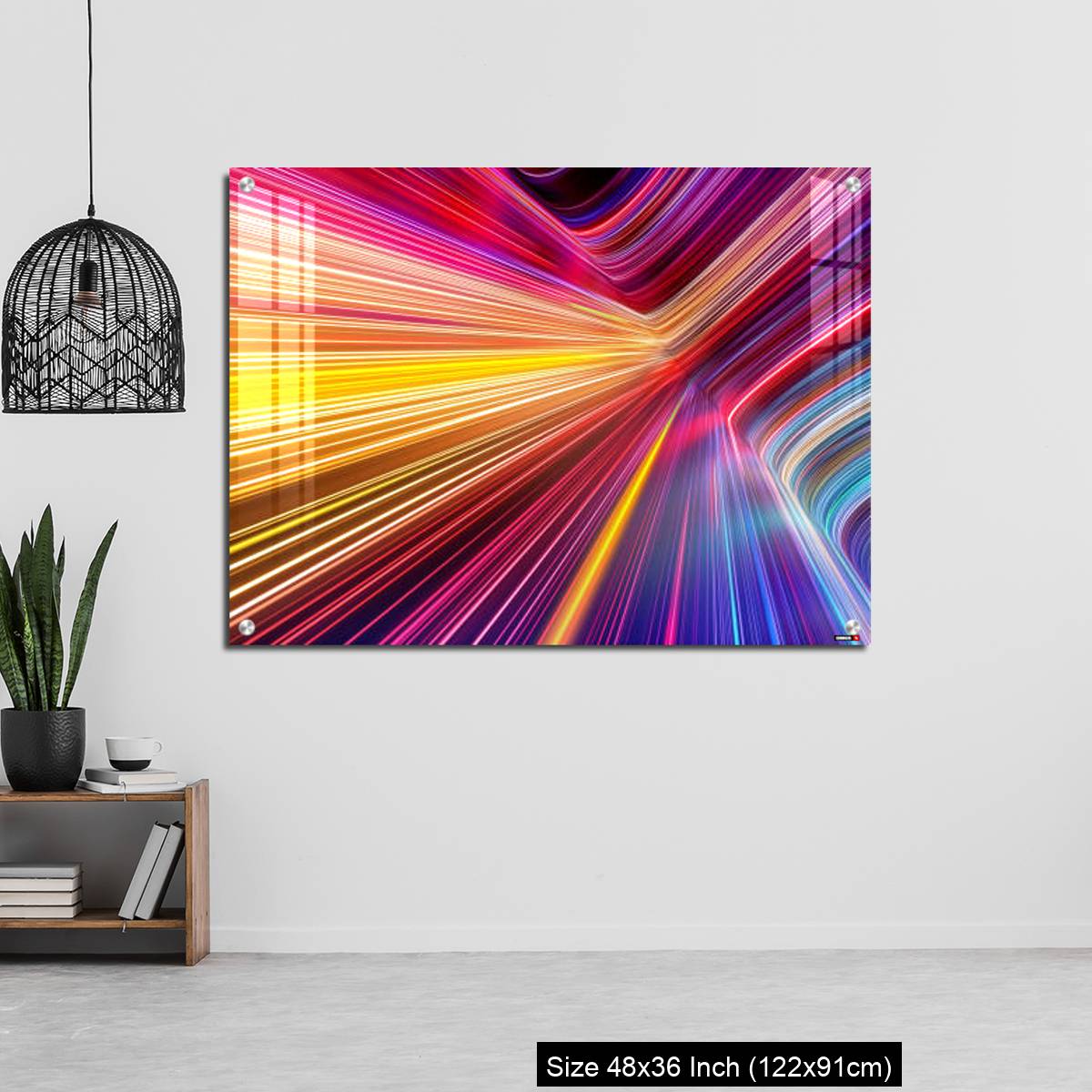 OMGs Acrylic Wall Decor – Bright pink yellow neon rays and glowing lines. - Image 6