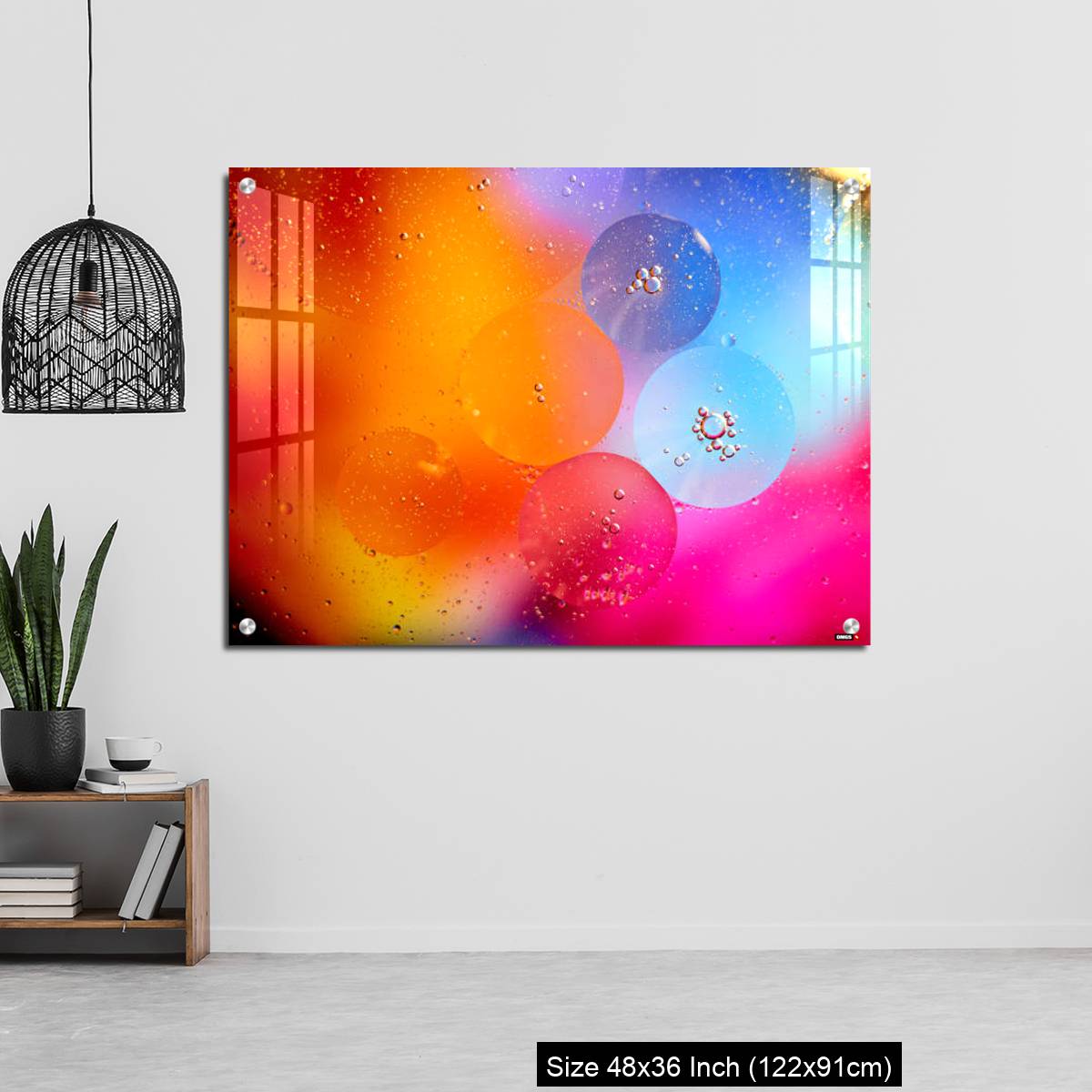 OMGs Acrylic Wall Decor – Beautiful abstract background from mixed water and oil in orange and purple color. - Image 6