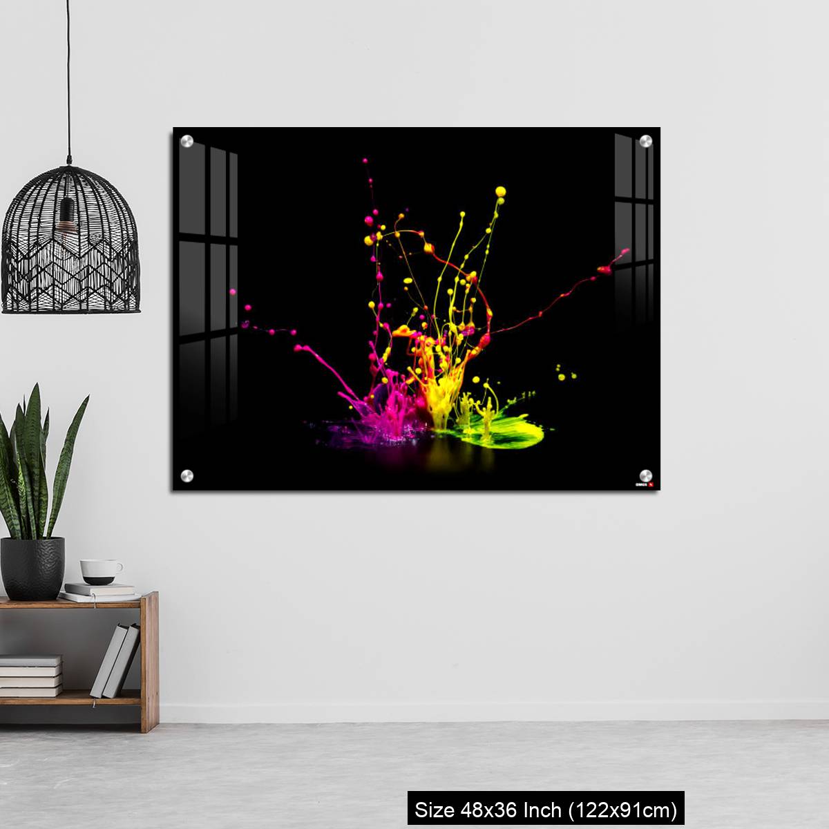 OMGs Acrylic Wall Decor – Colorful paint splashing on audio speaker isolated on black background - Image 6