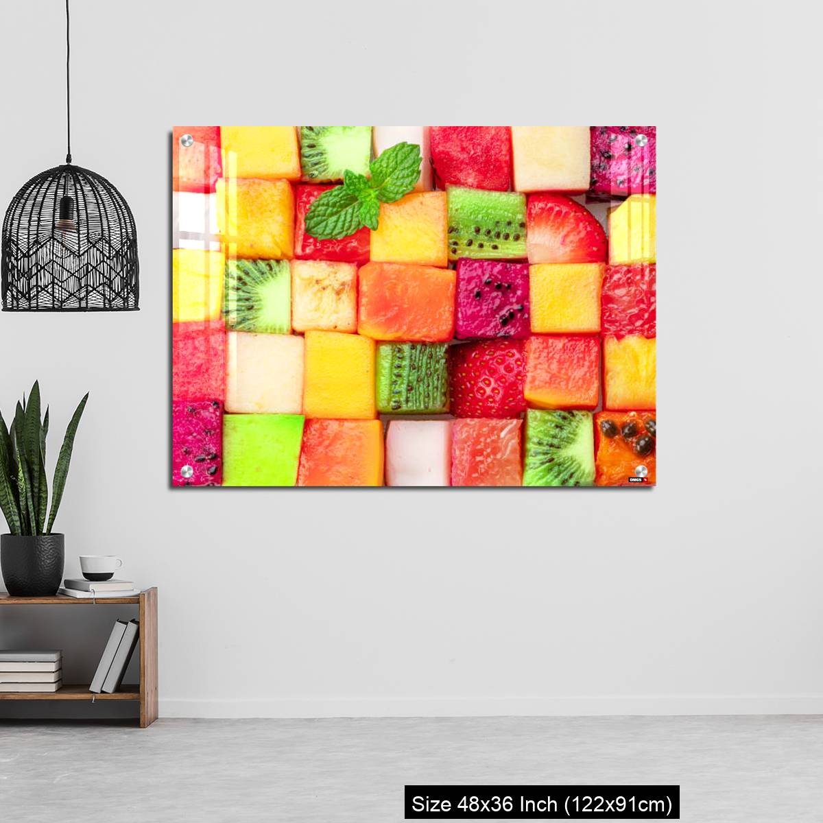 OMGs Acrylic Wall Decor – Fruit puzzle. Colorful food background or pattern arranged of different fruit cubes. - Image 6