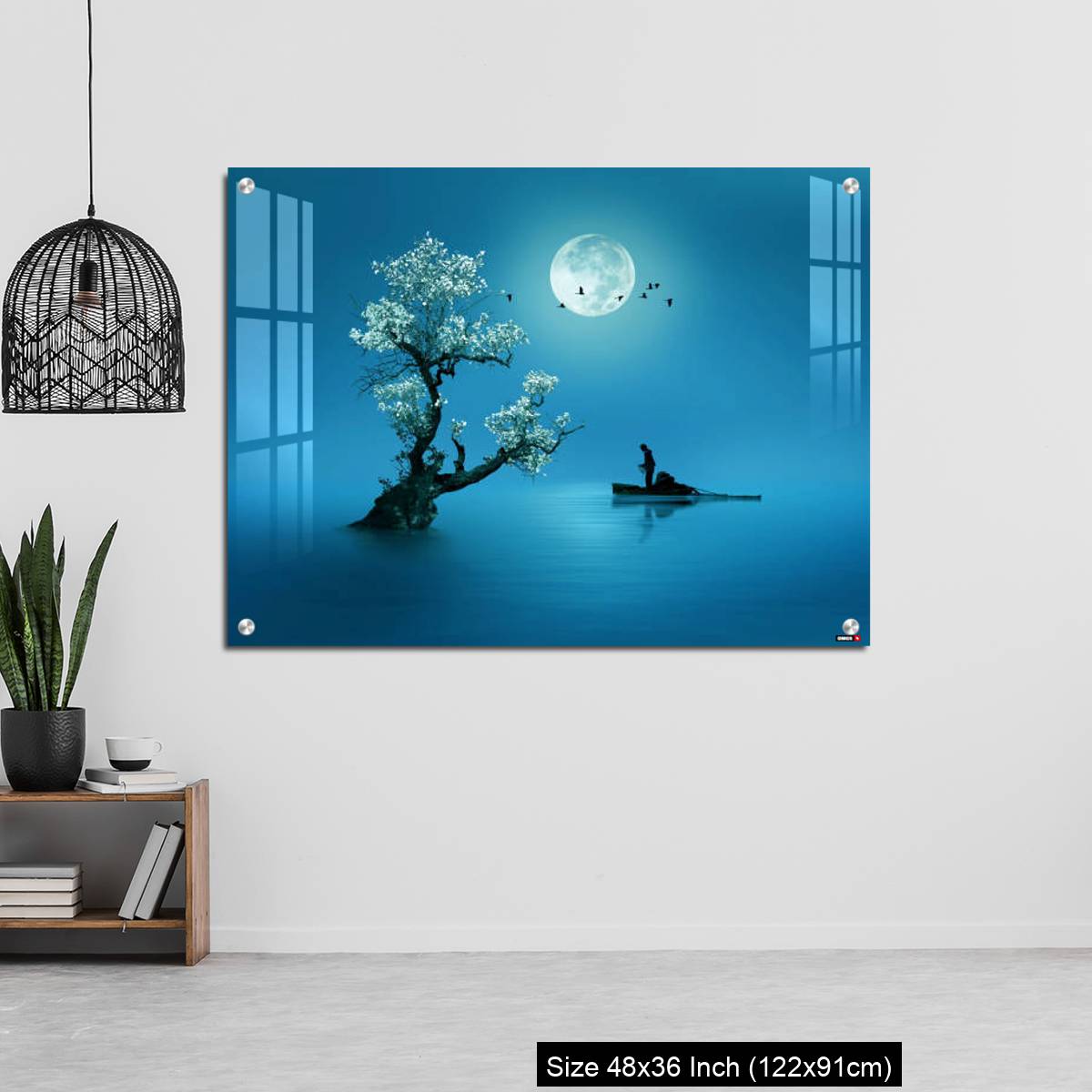 OMGs Acrylic Wall Decor – Moon shines beautifully on the dream country lighting up the fisherman - Image 6