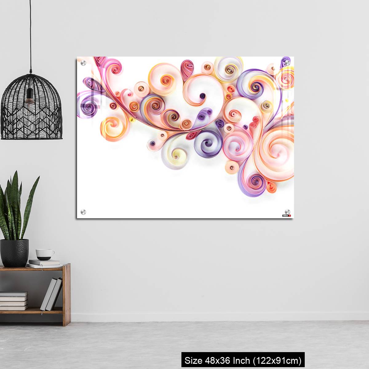 OMGs Acrylic Wall Decor – Quilling paper curls and rolls banner in an abstract  panel with copy space. - Image 6