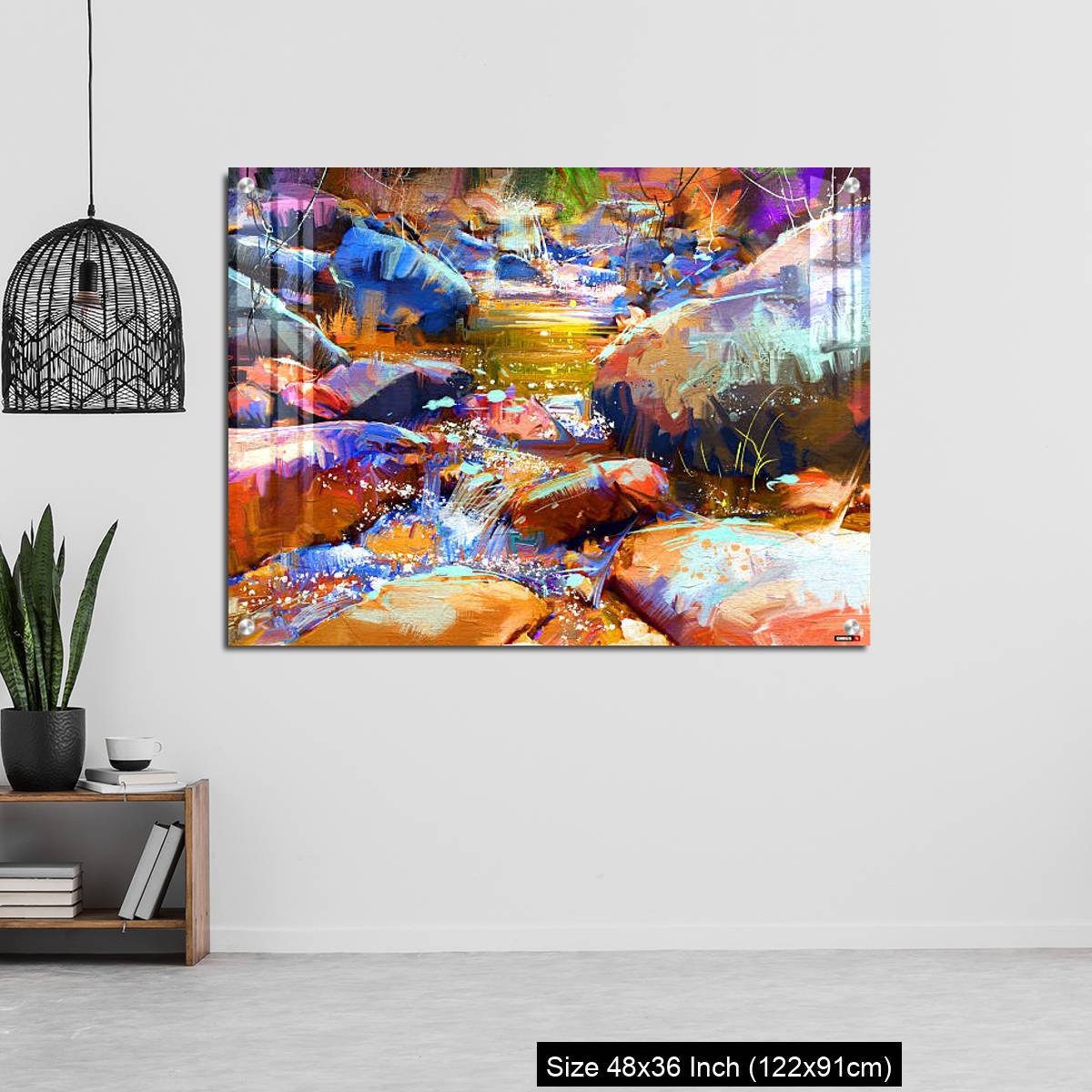 OMGs Acrylic Wall Decor – beautiful waterfall with colorful stones in autumn forest - Image 6