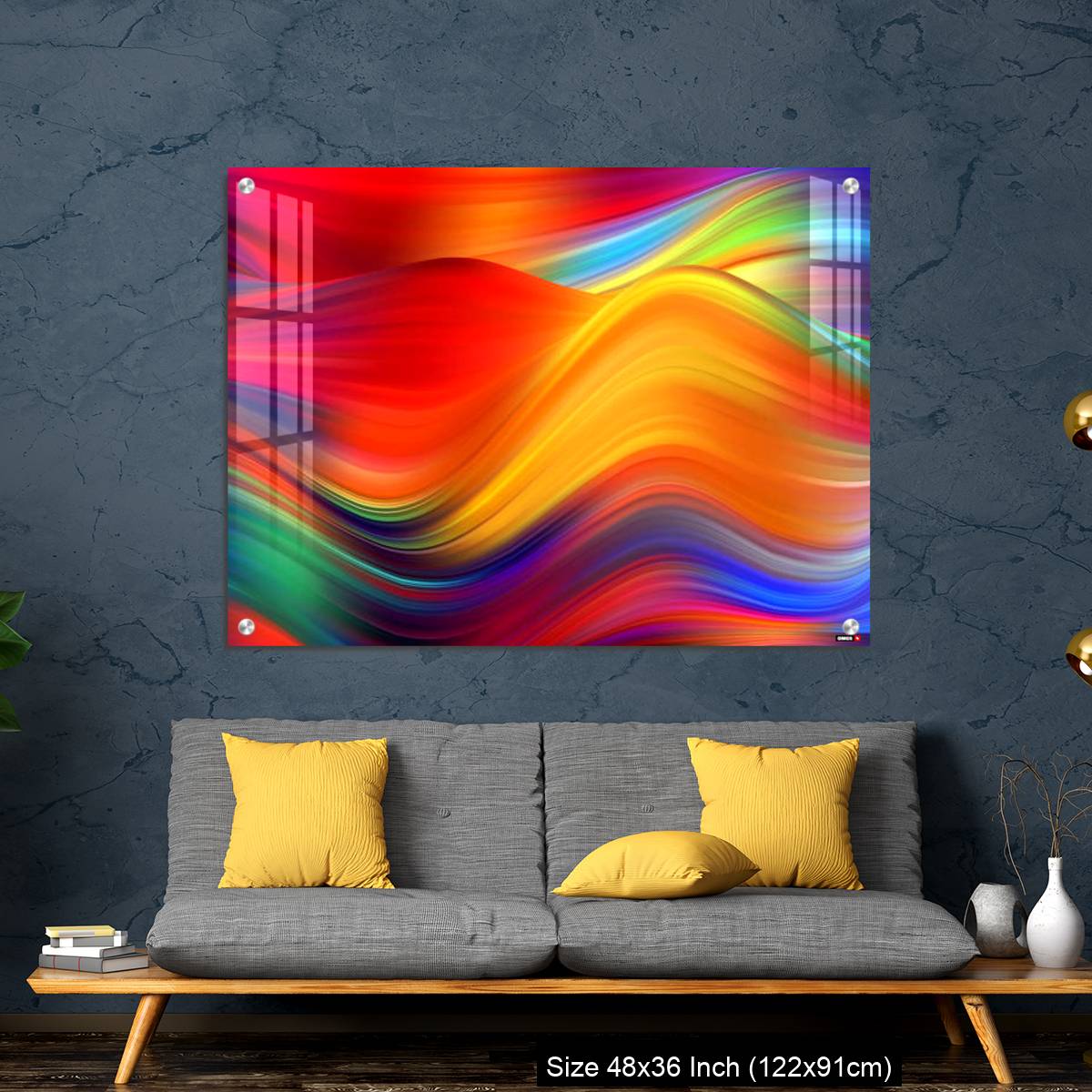 OMGs Acrylic Wall Decor – Modern colorful flow poster. Wave Liquid shape color background. - Image 7