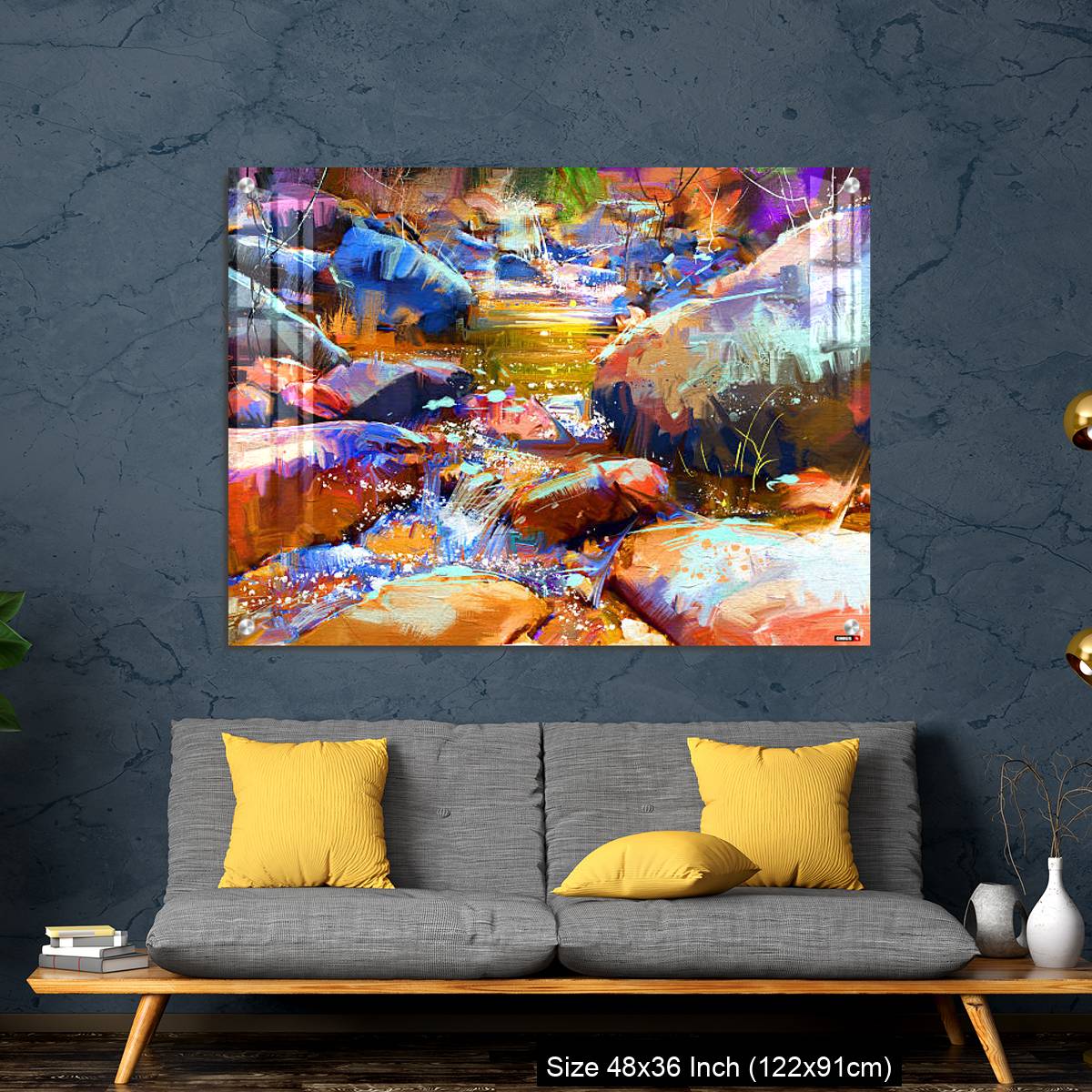OMGs Acrylic Wall Decor – beautiful waterfall with colorful stones in autumn forest - Image 7