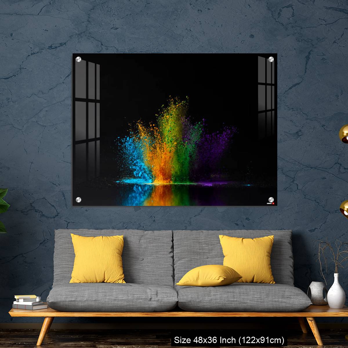 OMGs Acrylic Wall Decor – colorful holi powder explosion on black - Image 7