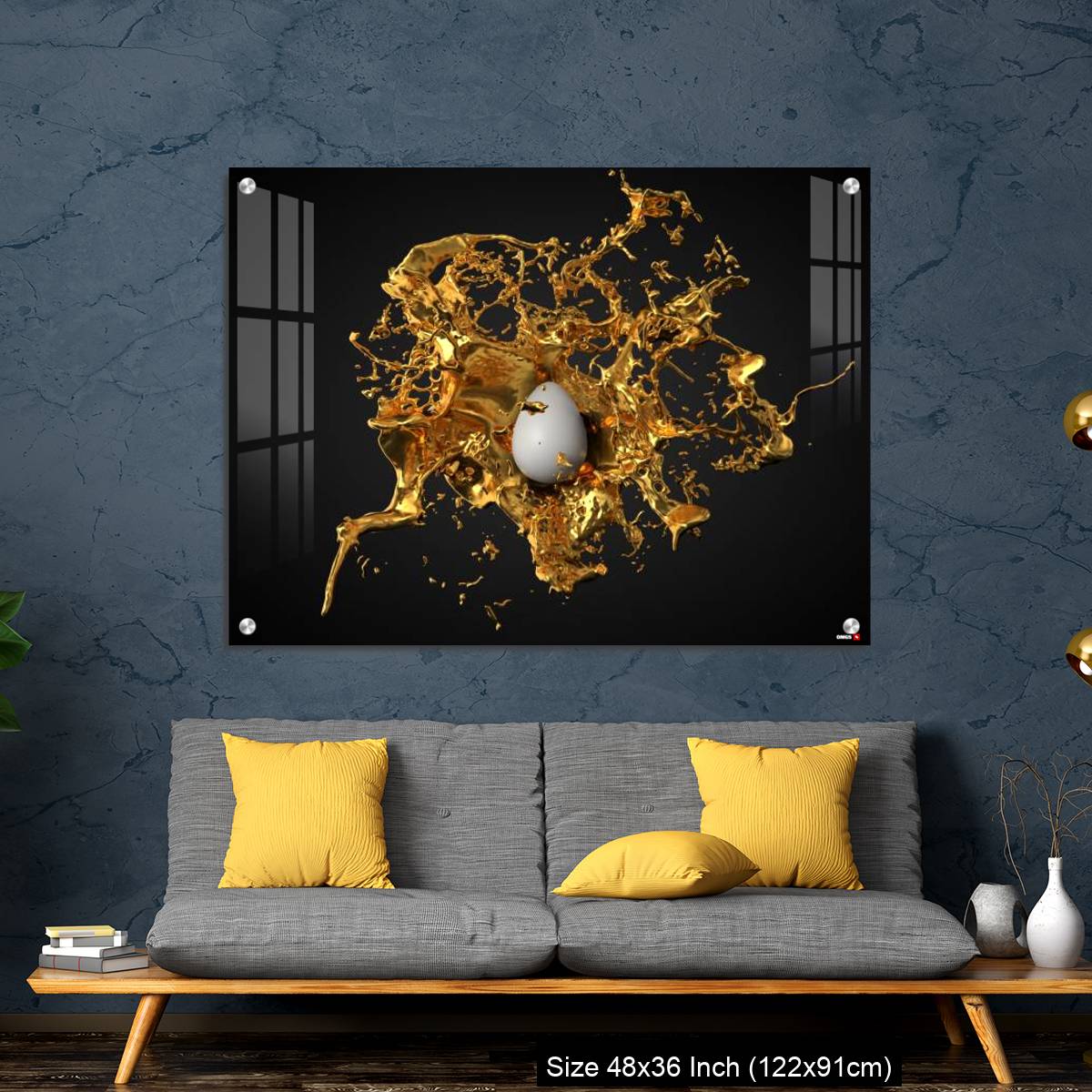 OMGs Acrylic Wall Decor – golden paint splash over a white easter egg. - Image 7