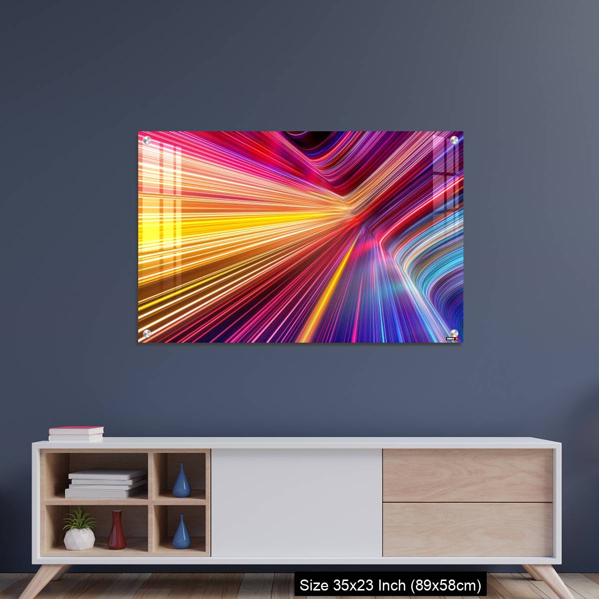 OMGs Acrylic Wall Decor – Bright pink yellow neon rays and glowing lines. - Image 8